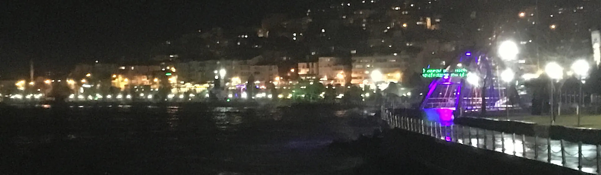 Karadeniz Ereğli sahili ve şehir ışıkları, gece