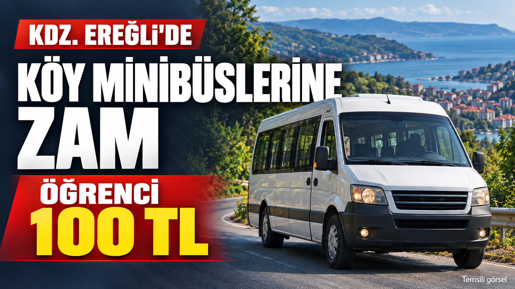 Kdz. Ereğli'de köy minibüslerine zam: öğrenci 100 TL