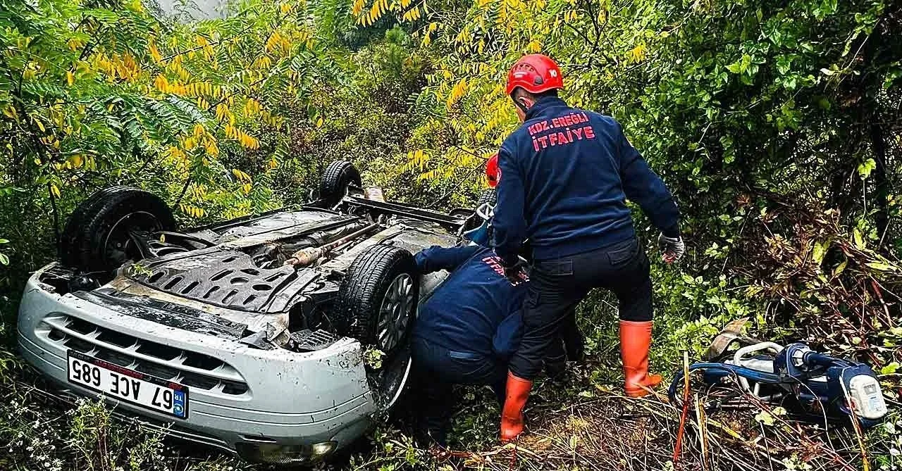 Soğanlı Rampaları'nda takla atan otomobilde 3 kişi yaralandı