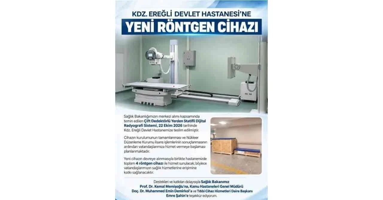 Kdz. Ereğli Devlet Hastanesi’ne röntgen cihazı teslim edildi, sayı 4’e çıkacak