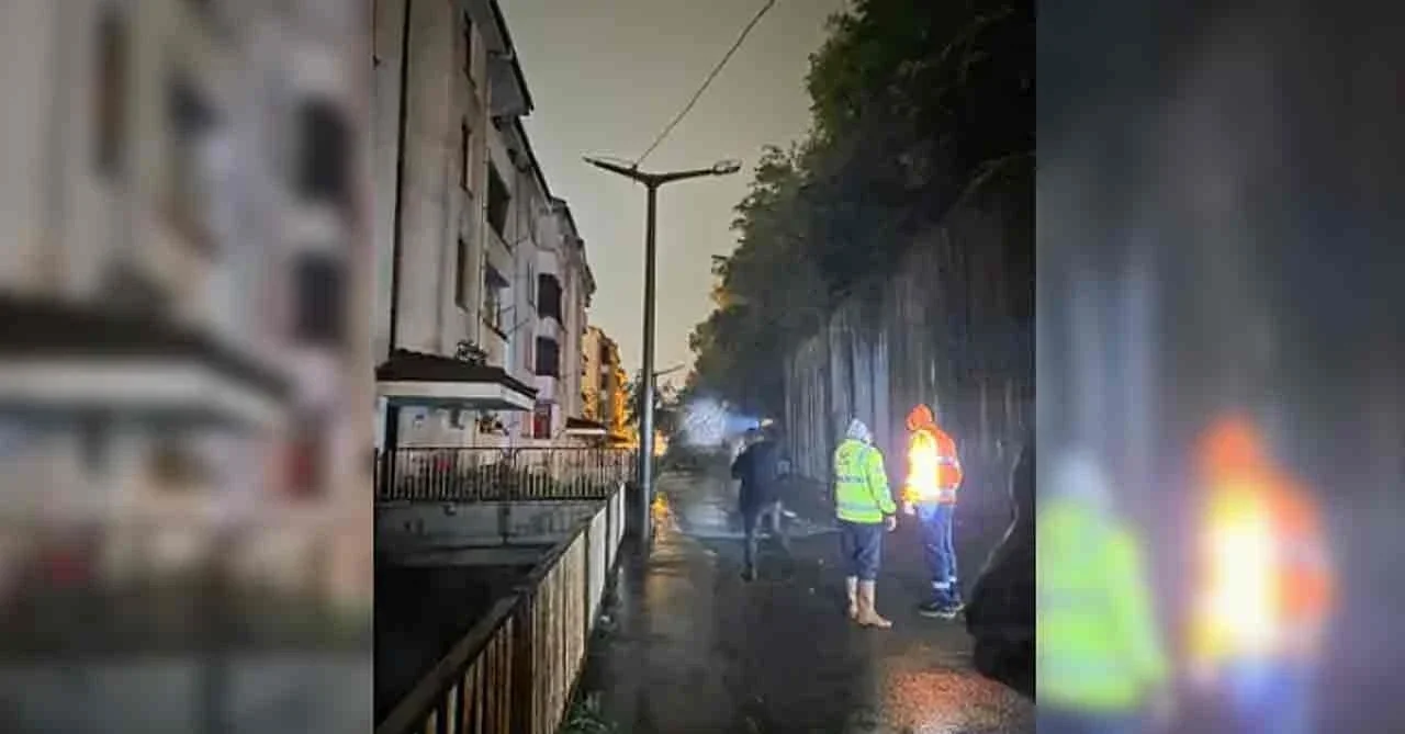 Kilimli Çatalağzı'nda ÇATES lojmanlarındaki istinat duvarı çöktü: 3 araç hasarlı